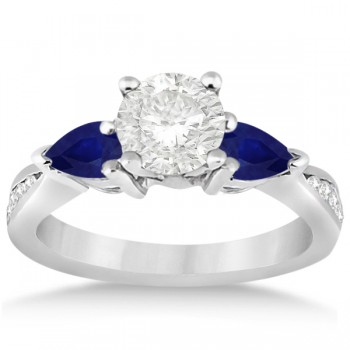 Lab Diamond & Pear Lab Blue Sapphire Engagement Ring Palladium (0.79ct)