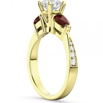 Diamond & Pear Garnet Engagement Ring 14k Yellow Gold (0.79ct)