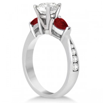 Diamond & Pear Garnet Engagement Ring Palladium (0.79ct)