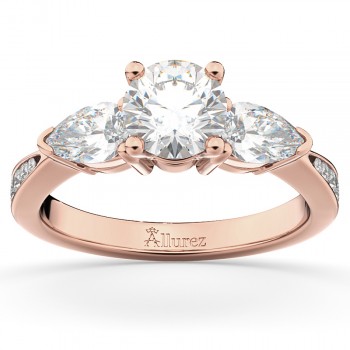 Three Stone Pear Cut Lab Grown Diamond Engagement Ring 14k Rose Gold (0.51ct)