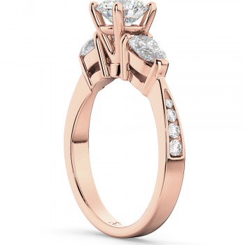 Three Stone Pear Cut Lab Grown Diamond Engagement Ring 14k Rose Gold (0.51ct)