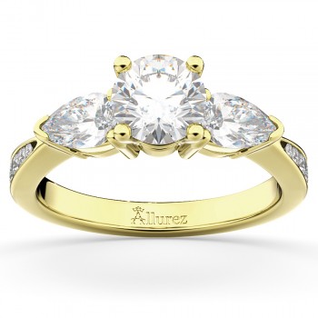 Three Stone Pear Cut Lab Grown Diamond Engagement Ring 14k Yellow Gold (0.51ct)