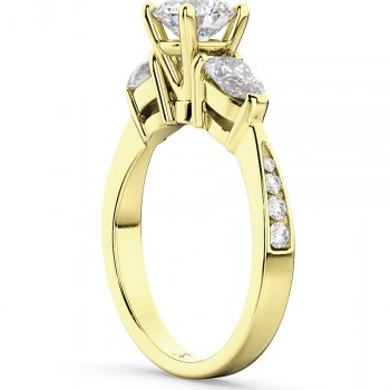 Three Stone Pear Cut Lab Grown Diamond Engagement Ring 14k Yellow Gold (0.51ct)
