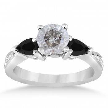 Round Salt & Pepper & Pear Black Diamond Engagement Ring Platinum (1.29ct)