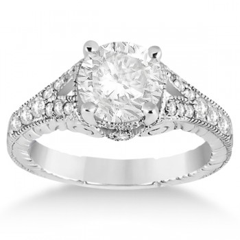 Antique Style Art Deco Diamond Engagement Ring 14K White Gold (0.33ct)