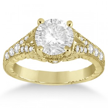 Antique Style Art Deco Diamond Engagement Ring 18k Yellow Gold (0.33ct)