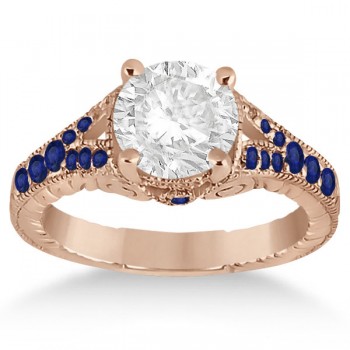 Antique Art Deco Blue Sapphire Engagement Ring 14k Rose Gold (0.33ct)