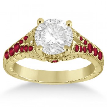 Antique Style Art Deco Ruby Engagement Ring 18k Yellow Gold (0.33ct)