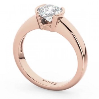 Half-Bezel Solitaire Engagement Ring Setting in 14k Rose Gold