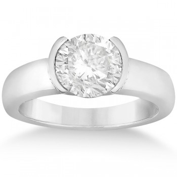 Half-Bezel Solitaire Engagement Ring Setting in Platinum