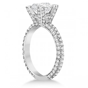 Eternity Pave Set Trio Lab Grown Diamond Engagement Ring 18k White Gold (0.88ct)