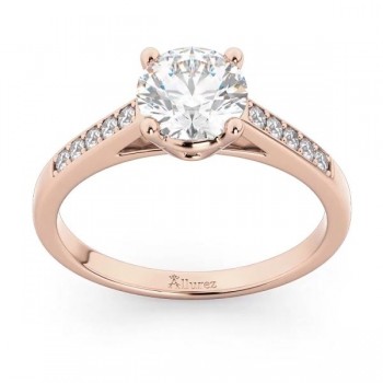 Cathedral Pave Diamond Engagement Ring Setting 14k Rose Gold (0.20ct)