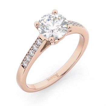 Cathedral Pave Diamond Engagement Ring Setting 14k Rose Gold (0.20ct)