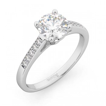 Cathedral Pave Diamond Engagement Ring Setting 14k White Gold (0.20ct)