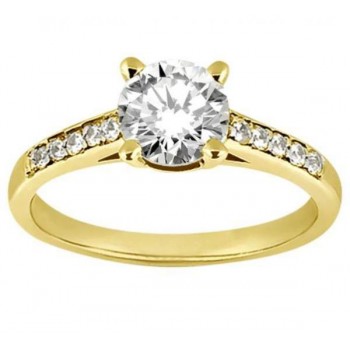 Cathedral Pave Diamond Engagement Ring Setting 14k Yellow Gold (0.20ct)