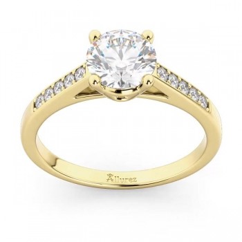 Cathedral Pave Diamond Engagement Ring Setting 14k Yellow Gold (0.20ct)