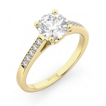 Cathedral Pave Diamond Engagement Ring Setting 14k Yellow Gold (0.20ct)