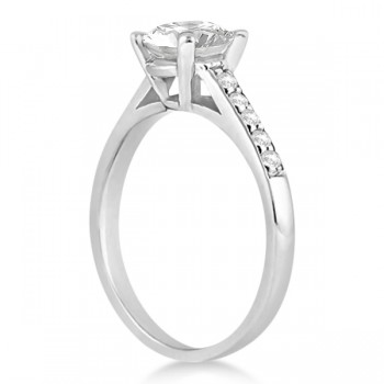 Cathedral Style Round Diamond Engagement Ring 14k White Gold (0.75ct)
