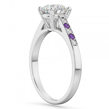 Cathedral Amethyst & Diamond Engagement Ring 18k White Gold (0.20ct)