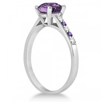 Cathedral Amethyst & Diamond Engagement Ring Platinum (1.20ct)