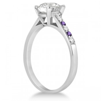 Cathedral Amethyst & Diamond Engagement Ring Palladium (0.20ct)