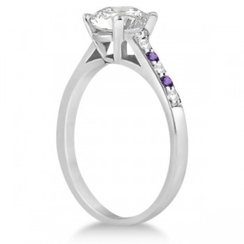 Cathedral Amethyst & Diamond Engagement Ring Platinum (0.20ct)