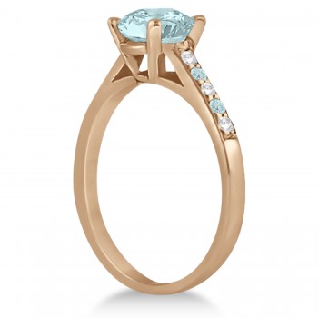 Cathedral Aquamarine & Diamond Engagement Ring 14k Rose Gold (1.20ct)