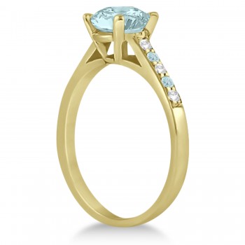 Cathedral Aquamarine & Diamond Engagement Ring 18k Yellow Gold (1.20ct)