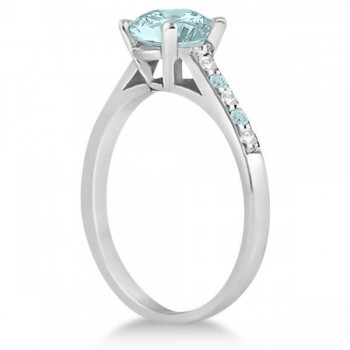 Cathedral Aquamarine & Diamond Engagement Ring Platinum (1.20ct)