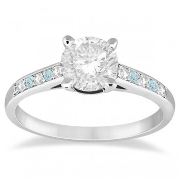 Cathedral Aquamarine & Diamond Engagement Ring Palladium (0.20ct)