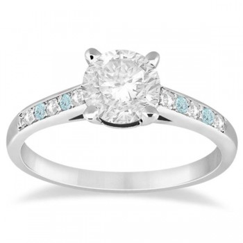 Cathedral Aquamarine & Diamond Engagement Ring Platinum (0.20ct)