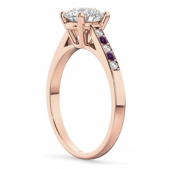 Cathedral Lab Alexandrite & Diamond Engagement Ring 14k Rose Gold (0.20ct)