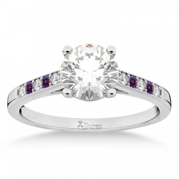 Cathedral Lab Alexandrite & Diamond Engagement Ring 14k White Gold (0.20ct)