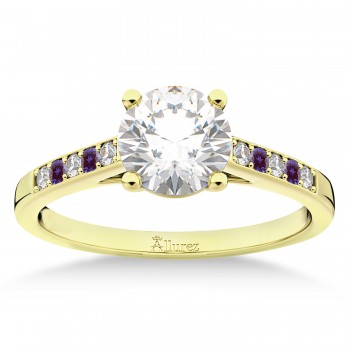 Cathedral Lab Alexandrite & Diamond Engagement Ring 14k Yellow Gold (0.20ct)