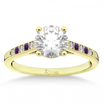 Cathedral Lab Alexandrite & Diamond Engagement Ring 18k Yellow Gold (0.20ct)