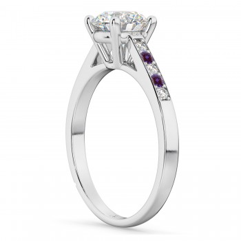Cathedral Pave Lab Alexandrite & Diamond Engagement Ring Platinum (0.20ct)