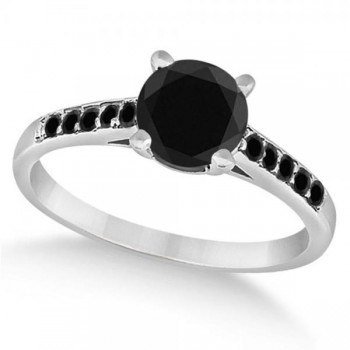 Cathedral Black Diamond Engagement Ring Platinum (1.20ct)