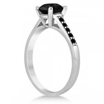 Cathedral Black Diamond Engagement Ring Platinum (1.20ct)