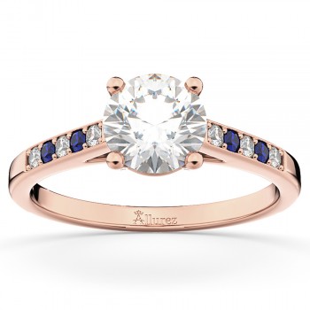 Cathedral Blue Sapphire & Diamond Engagement Ring 14k Rose Gold (0.20ct)