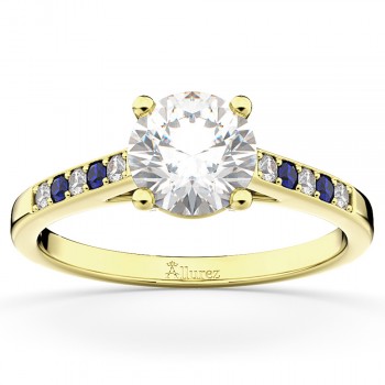 Cathedral Sapphire & Diamond Engagement Ring 14k Yellow Gold (0.20ct)