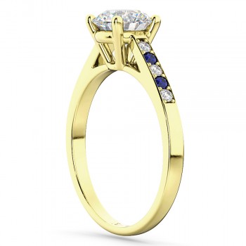 Cathedral Sapphire & Diamond Engagement Ring 14k Yellow Gold (0.20ct)