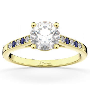 Cathedral Sapphire & Diamond Engagement Ring 18k Yellow Gold (0.20ct)