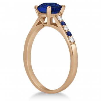 Cathedral Blue Sapphire & Diamond Engagement Ring 18k Rose Gold (1.20ct)