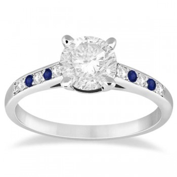 Cathedral Pave Sapphire & Diamond Engagement Ring Platinum (0.20ct)