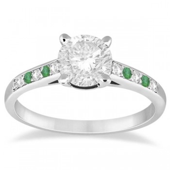Cathedral Emerald & Diamond Engagement Ring 14k White Gold (0.20ct)