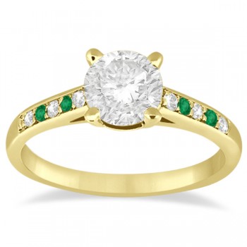 Cathedral Emerald & Diamond Engagement Ring 14k Yellow Gold (0.20ct)