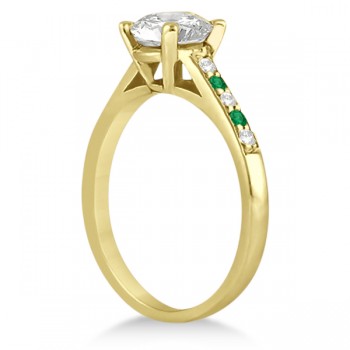 Cathedral Emerald & Diamond Engagement Ring 18k Yellow Gold (0.20ct)