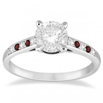 Cathedral Garnet & Diamond Engagement Ring Platinum (0.20ct)