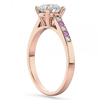 Cathedral Pink Sapphire & Diamond Engagement Ring 14k Rose Gold (0.20ct)