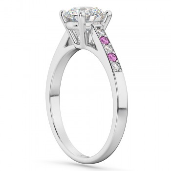 Cathedral Pink Sapphire & Diamond Engagement Ring 14k White Gold (0.20ct)